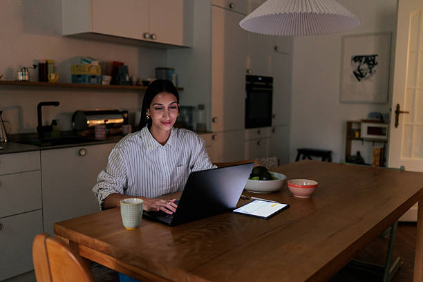 istock Woman Working on a Laptop at Home in the Evening 2249574373