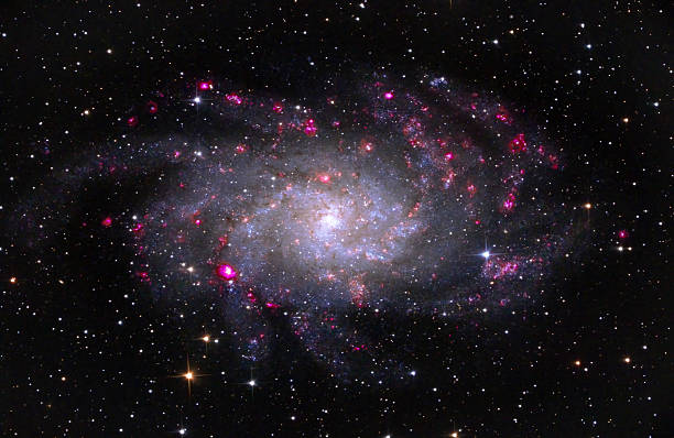 A spiral galaxy with numerous hydrogen alpha regions