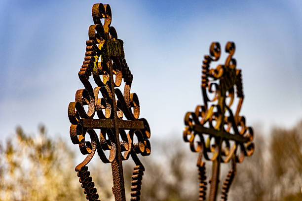 A two iron crosses in the cemetery