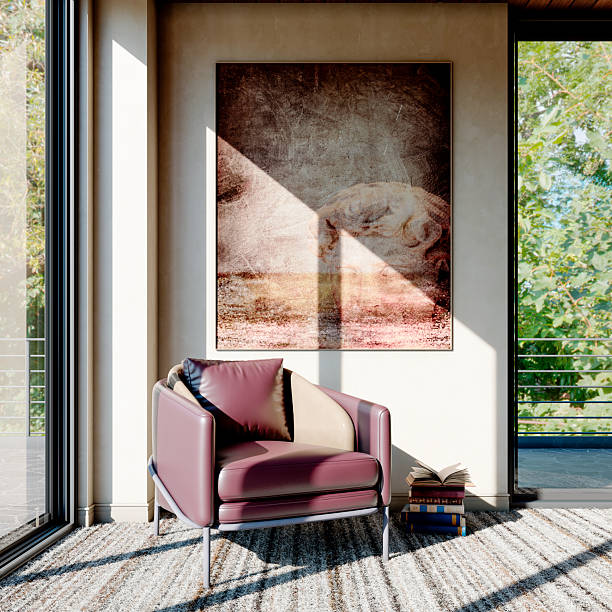 Large luxury modern bright interiors Living room mockup illustration 3D rendering image