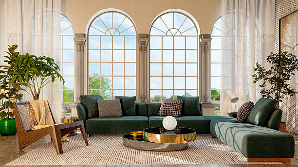 istock Large luxury modern bright interiors Living room mockup illustration 3D rendering image 2249584668