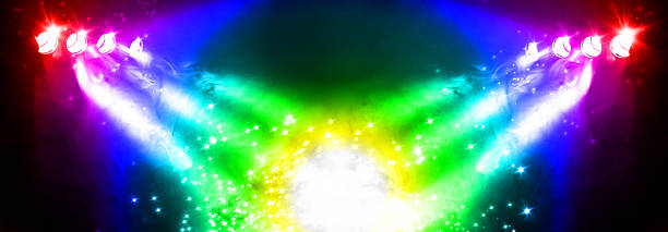 istock Stage lights and fog or misty in the dark. 2249599694