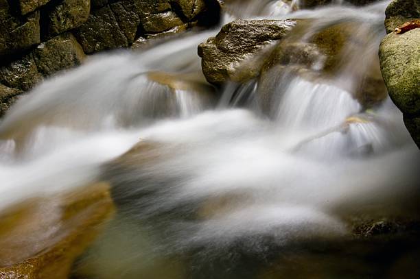 Small waterfalls in deep forest of Beskydy Mountains, powerful creek