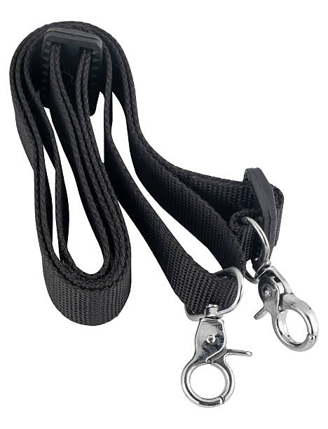 istock Bag strap with carabiners, black on white background, insulated 2249600597