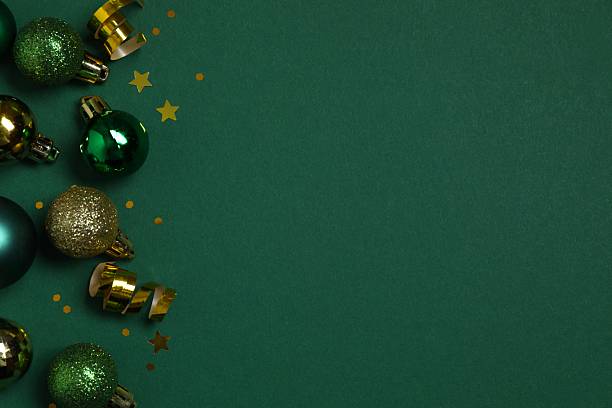 istock Christmas composition of various toys on green background 2249607271