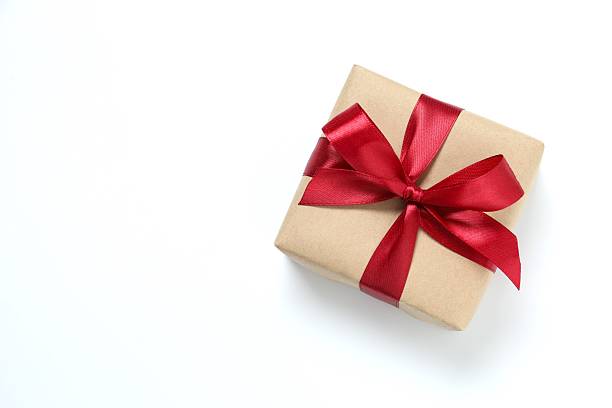 istock Beautiful gift box tied with bow on white background 2249609552