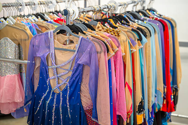 close up on hanging skating dress and cloth