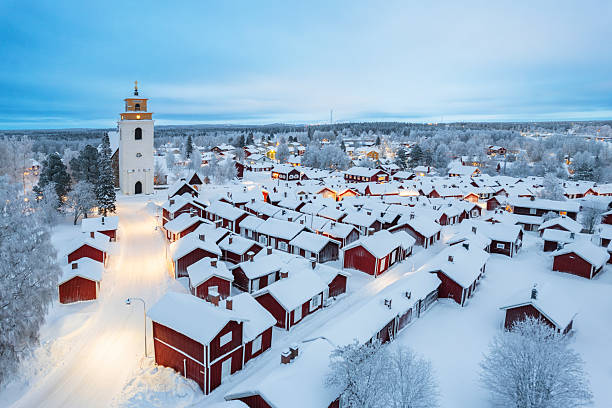 istock Snow-covered village at dusk, Lulea, Sweden 2249610119