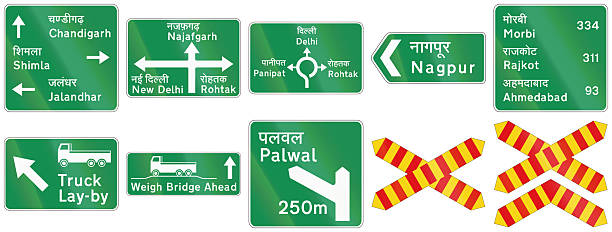 istock Collection of road signs used in India 2249612034