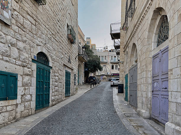 Old Bethlehem, Palestine, Israel on a cloudy day.