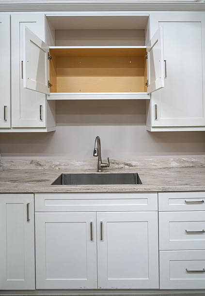 istock close up on modern kitchen counter top with cabinet and sink 2249616747