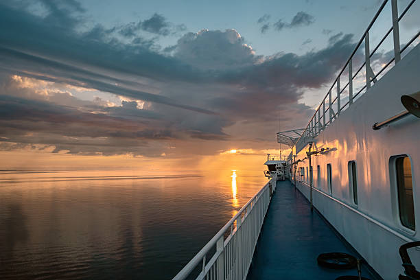 istock Ship sailing Baltic Sea during beautiful sunset 2249617078