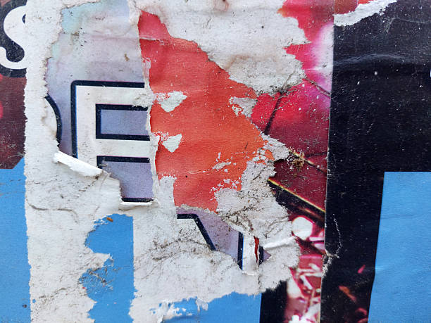 istock Ripped and grunge old poster background, artistic messy paper collage 2249618525