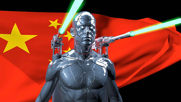 China's new-generation robot army, equipped with laser weapons, is proving itself particularly effective as a deterrent force in border security and risky conflicts. The robot, with its tireless, sleepless, unquestioning nature and specially equipped laser weapons, provides unlimited security. / You can see the animation movie of this image from my iStock video portfolio. Video number: 2249367818