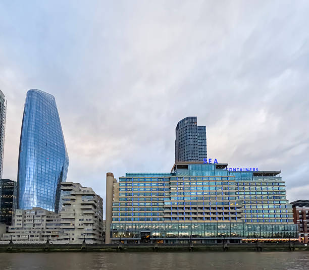 London United Kingdom on December 20, 2025. From a sightseeing boat on the River Thames in London, you get unique views of iconic landmarks such One Blackfriars is a mixed-use development at No. 1 Blackfriars Road in Bankside, London. It is informally known as The Vase or The Boomerang due to its shape.