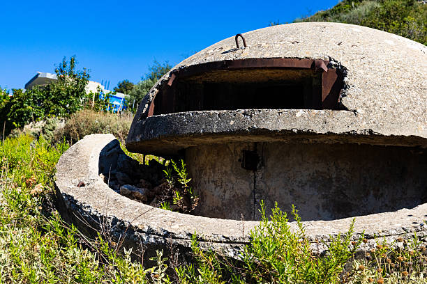 Concrete military bunker, one of hundreds of thousands ones across Albania built during the rule of Enver Hoxha during the Cold War in 1967-1986
