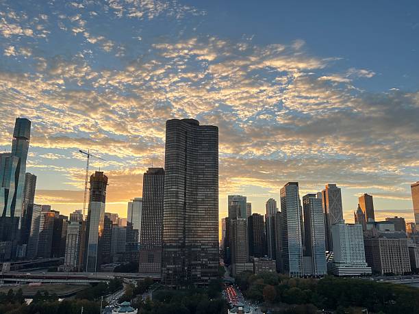 istock downtown chicago view in the sunset 2249630619