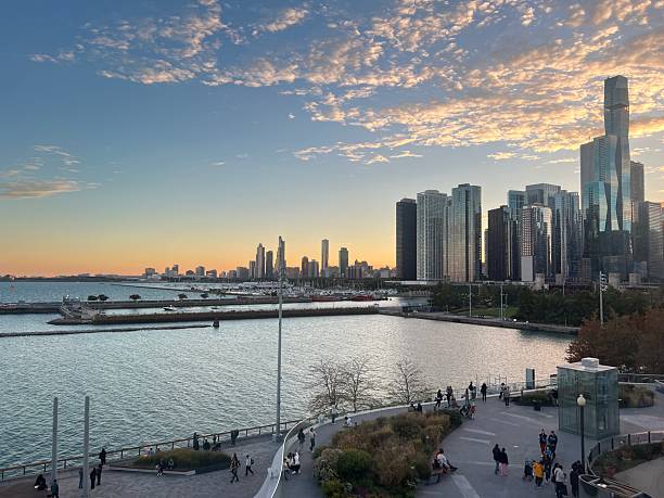 istock downtown chicago view in the sunset 2249630620