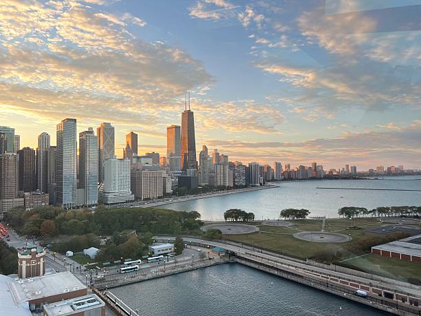 istock downtown chicago view in the sunset 2249630623