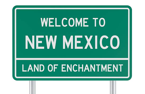Welcome to New Mexico, road sign. 3D rendering isolated on white background