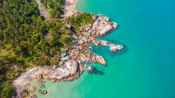 istock Aerial view Bali, Indonesia, Indian Ocean coastline, wave water surface 2249645912