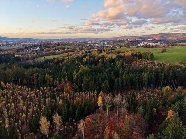 istock evening rural landscape, golden hour illuminating rural fields and distant forest boundaries 2249649318