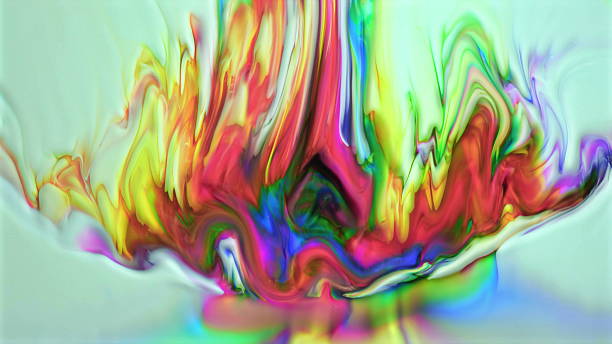 istock Dynamic swirling abstract mixture of vibrant colorful liquid paints 2249655589