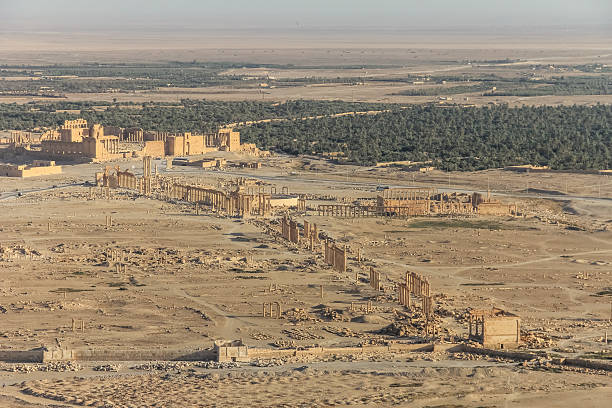 istock Ancient Architecture with Stone Columns and Historical Buildings in a Desert Landscape, Temple of Bel, Palmyra 2249670258