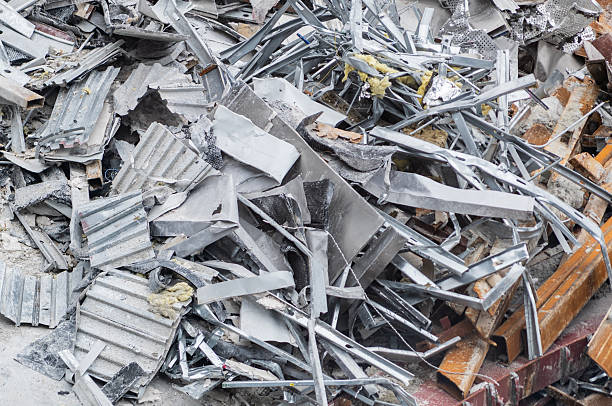 istock Aluminum industry extrusion at building construction site. Aluminum building system. Aluminum extrusion profile. Construction site storage with aluminum tubes. Steel extrusion. Industry material 2249673763