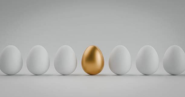 istock Golden Egg Standing Out Among White Eggs – Leadership, Value and Unique Opportunity Concept 2249677144