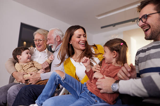 istock Playful extended family having fun at home. 2249677573