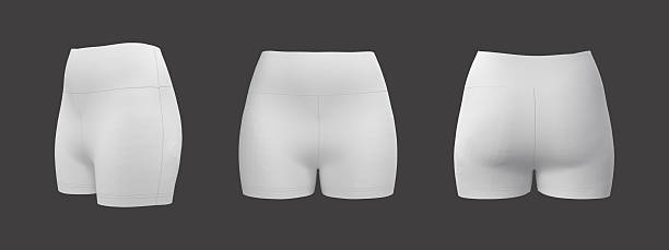 Women’s Athletic Gym Shorts Mockup. Front, Side and Back View