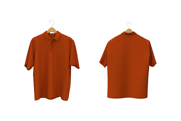 istock 3D rendering of an oversized short sleeve polo shirt mockup for men. Realistic fabric texture, front and back view on hanger 2249678488