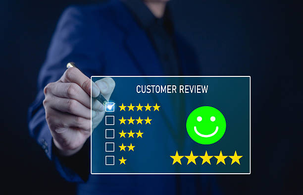 istock Customer Satisfaction Concept Satisfaction given by the highest five-star rating user rating service experience in online application 2249680211