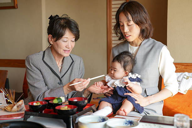 istock A woman is feeding a baby with chopsticks 2249680489
