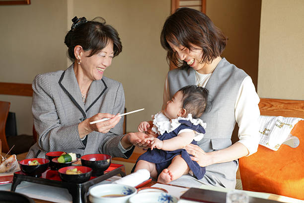 istock A woman is feeding a baby with chopsticks 2249681866