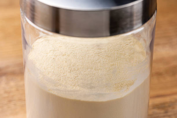 Protein Powder Stored in a Glass Jar
