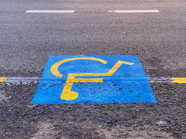 istock Wheelchair handicapped sign painted on asphalt 2249691783