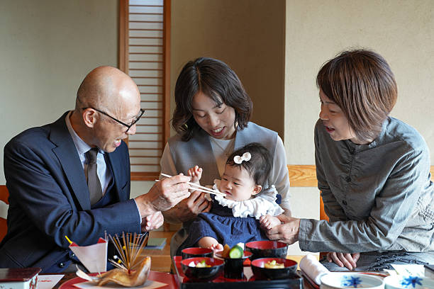 istock A man is feeding a baby with chopsticks 2249692799