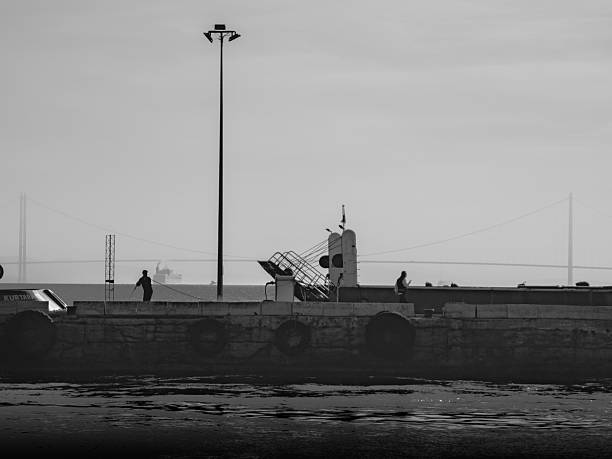 1915 Canakkale Bridge View from a Pier in Black and White
