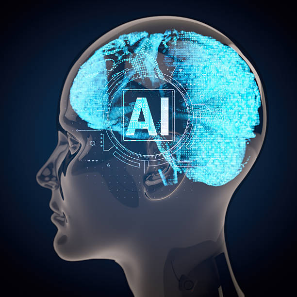 istock Digital Human Head with Glowing AI Icon in the Brain 2249701188