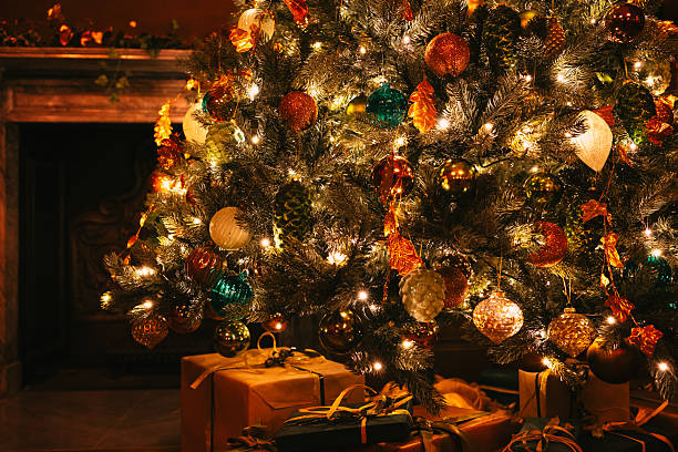 Escalator Christmas tree, gifts, celebration, shopping, tradition