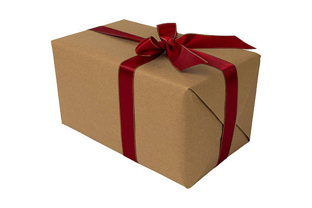 istock Craft Wrapped Gift Box with Red Ribbon Bow 2249705739
