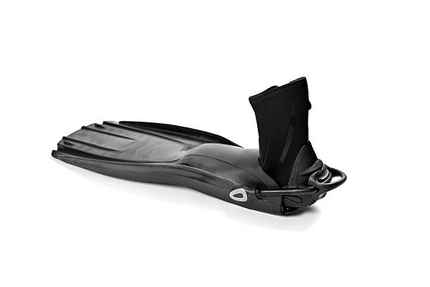 Diving boot with sole to prevent vacuum between boots and fins isolated on white background