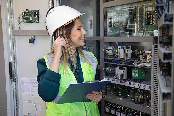 istock Female Engineer Performing Hands-On Inspection and Maintenance in Advanced Control Room of Renewable Energy Facility 2249707921
