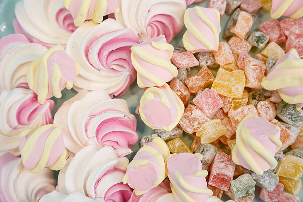 istock Plate with sweet fresh pink and tasty marshmallows 2249716807
