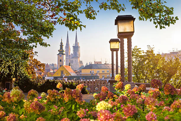 istock Historic Zagreb towers view through nature frame 2249734546