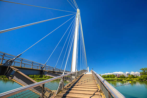 Passerelle des Deux Rives bridge over Rhine river connecting Ger