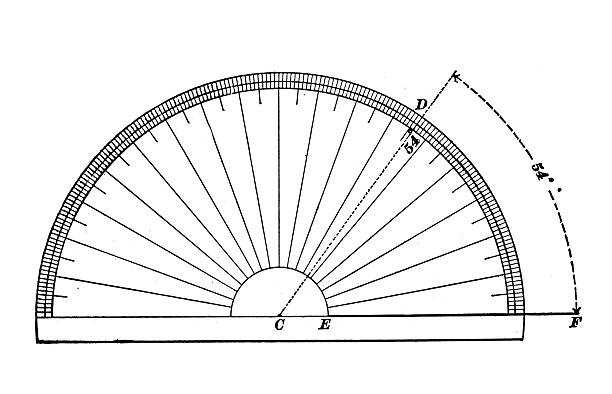 19th century technical drawing for mechanical and electrical engineering: Protractor