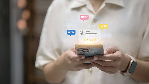 istock Online Customer Review and Social Feedback on Smartphone 2249740032